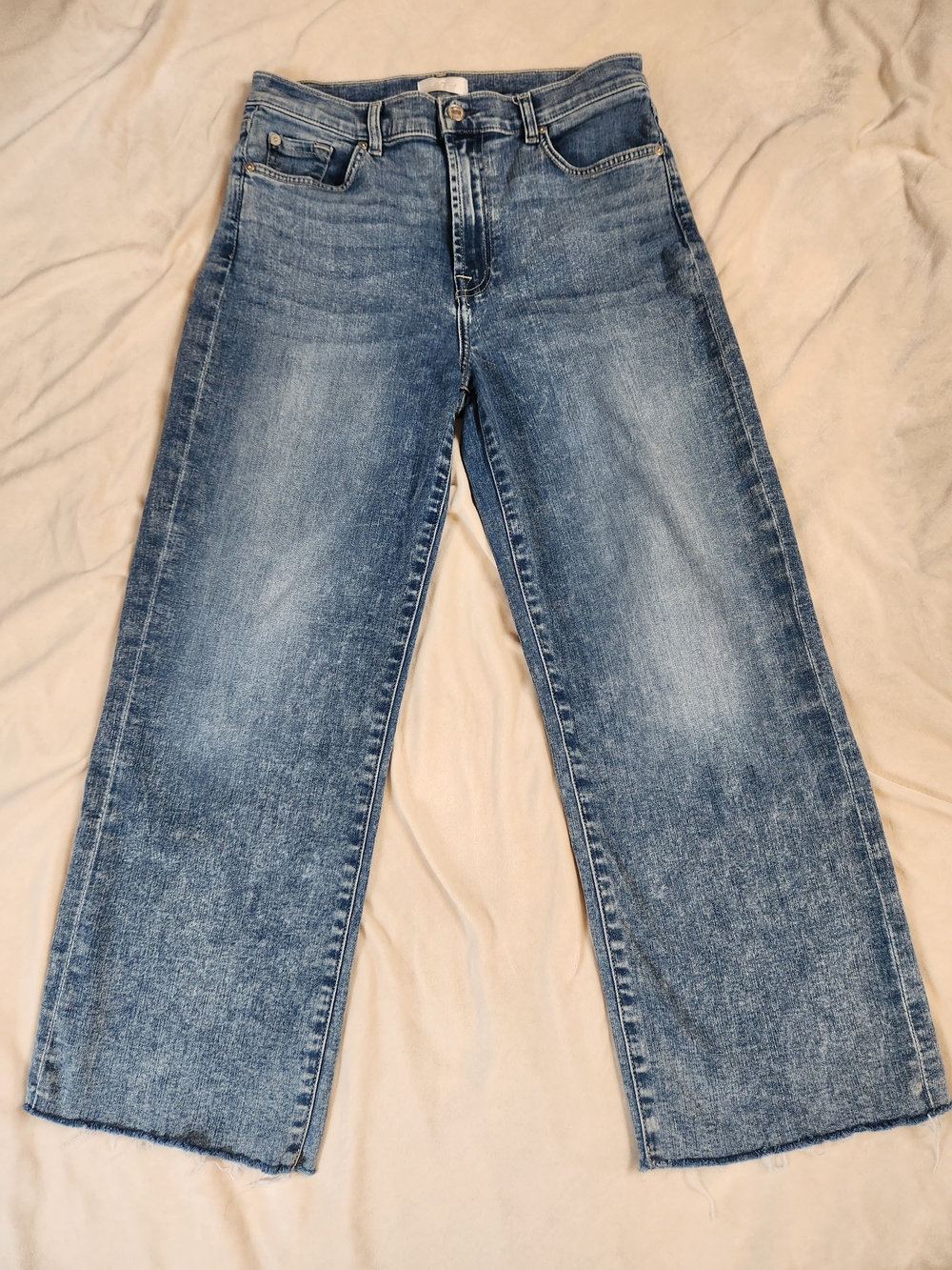 7 For All Mankind Wide Leg Ankle Cropped Alexa Summer Jeans Fade Blue Jeans